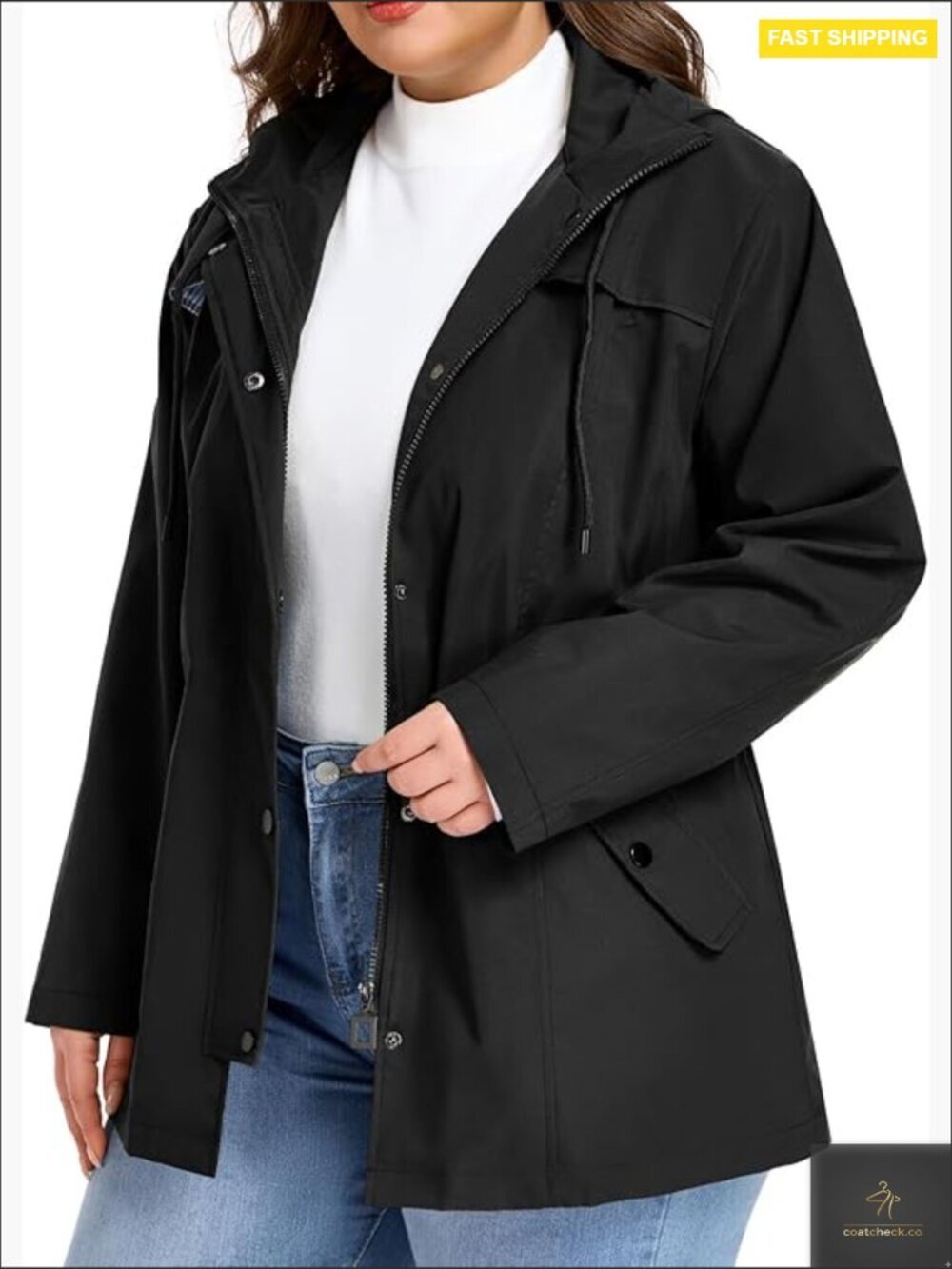 Plus Size Waterproof Rain Jacket Lightweight Windbreaker Raincoat with Hood